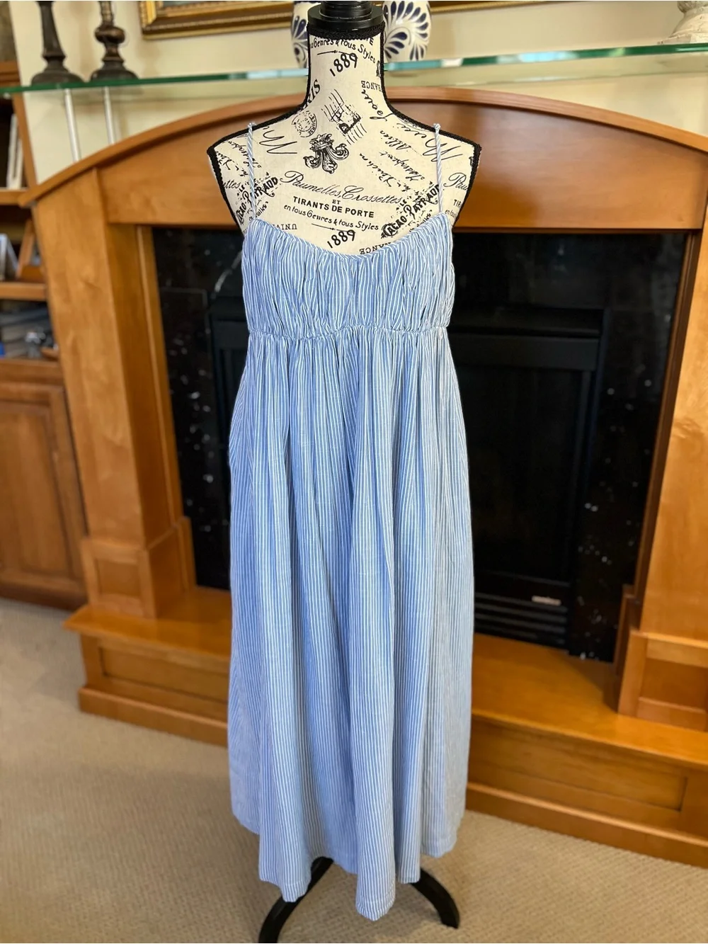J. Crew Light Blue and White Striped Maxi Sundress - Picture 1 of 7